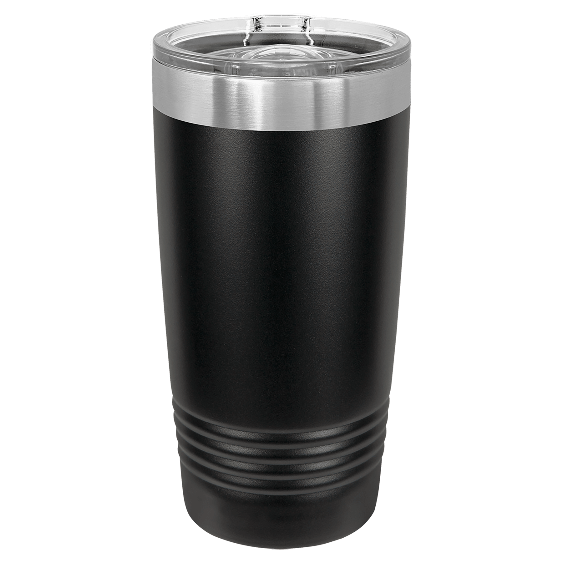 Polar Camel 20 oz. Black Ringneck Insulated Tumbler with Slider Lid and Silver Ring