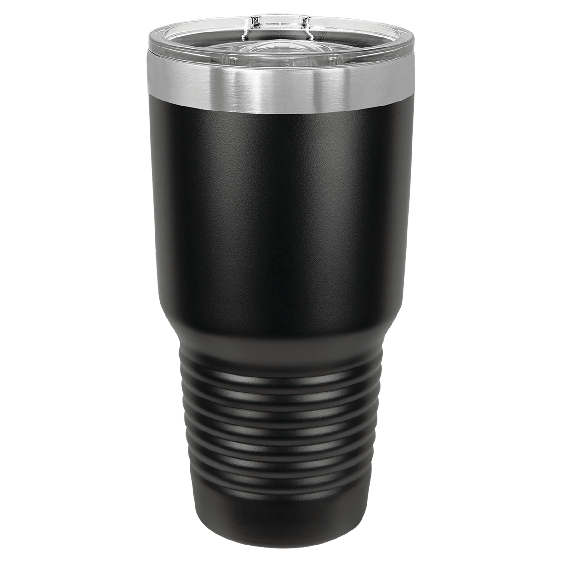 Polar Camel 30 oz. Black Insulated Ringneck Tumbler with Slider Lid and Silver Ring
