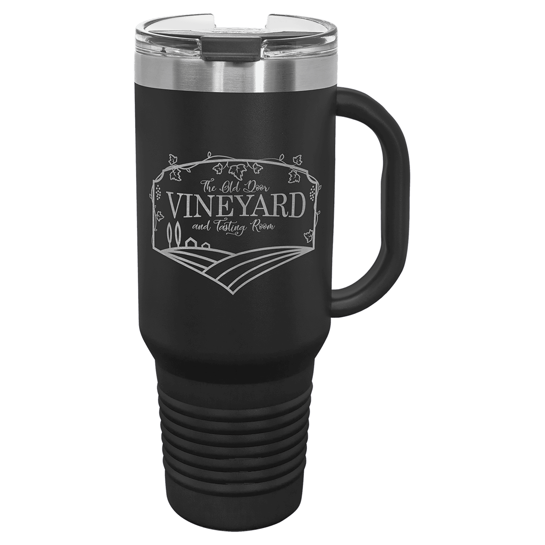 Polar Camel 40 oz. Black Travel Mug with Handle, Straw Included