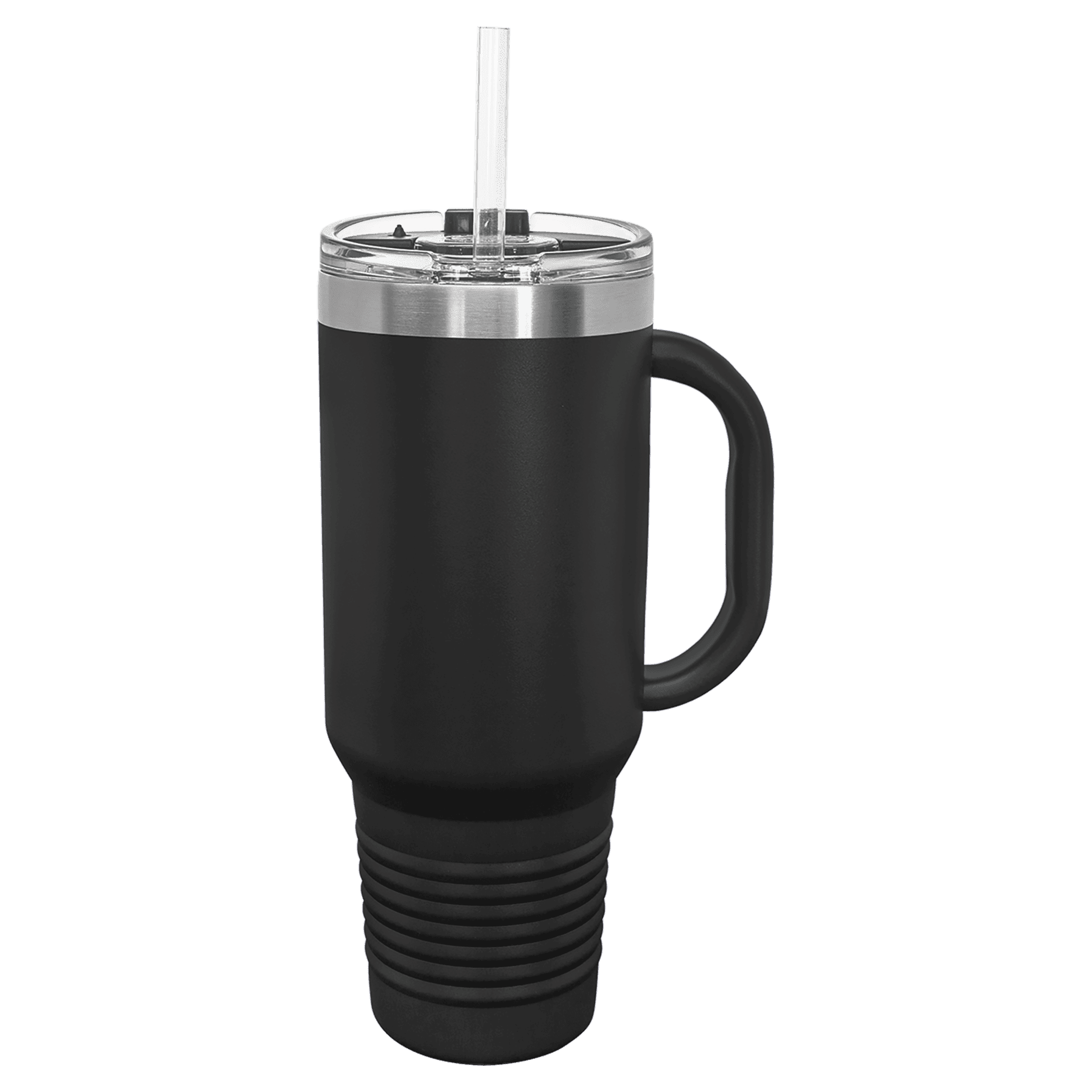 Polar Camel 40 oz. Black Travel Mug with Handle, Straw Included