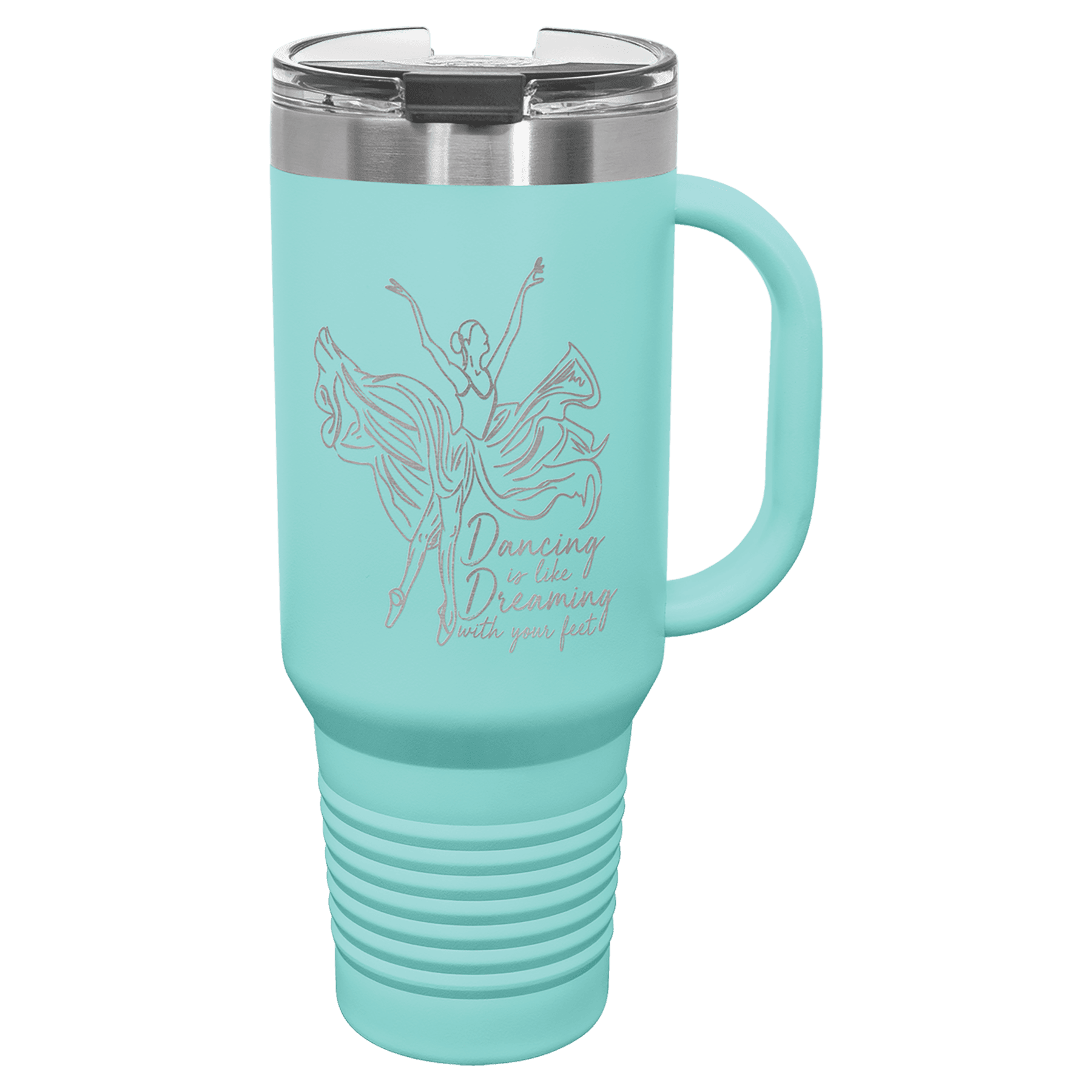Polar Camel 40 oz. Teal Travel Mug with Handle, Straw Included