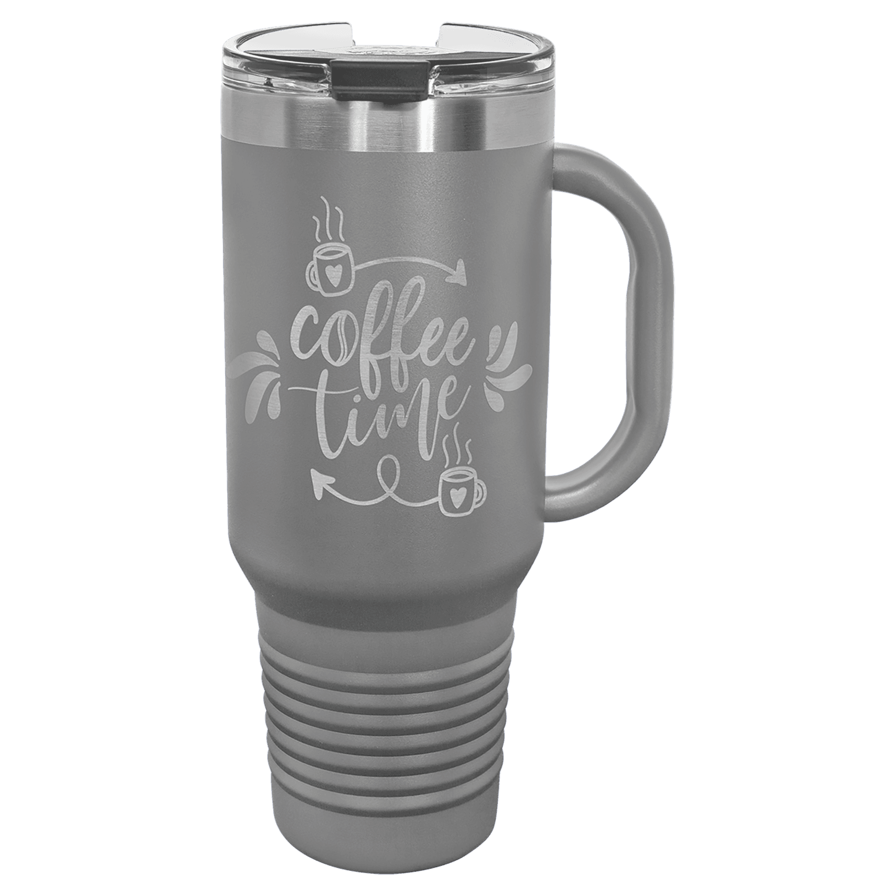 Polar Camel 40 oz. Dark Gray Travel Mug with Handle, Straw Included