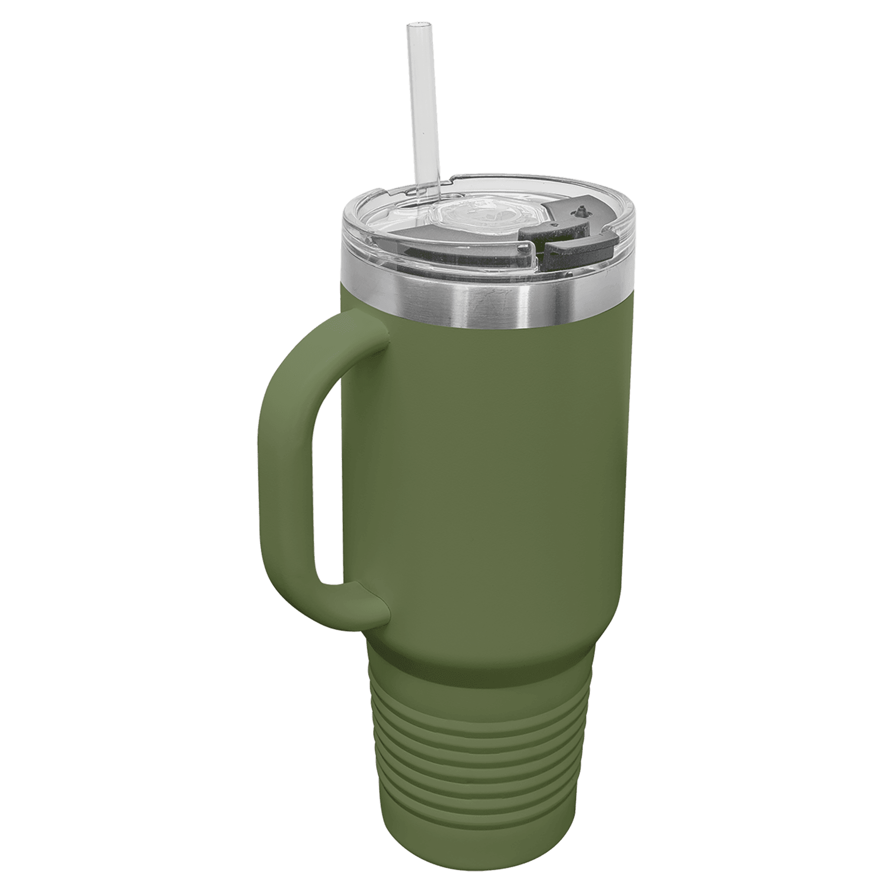 Polar Camel 40 oz. Olive Green Travel Mug with Handle, Straw Included