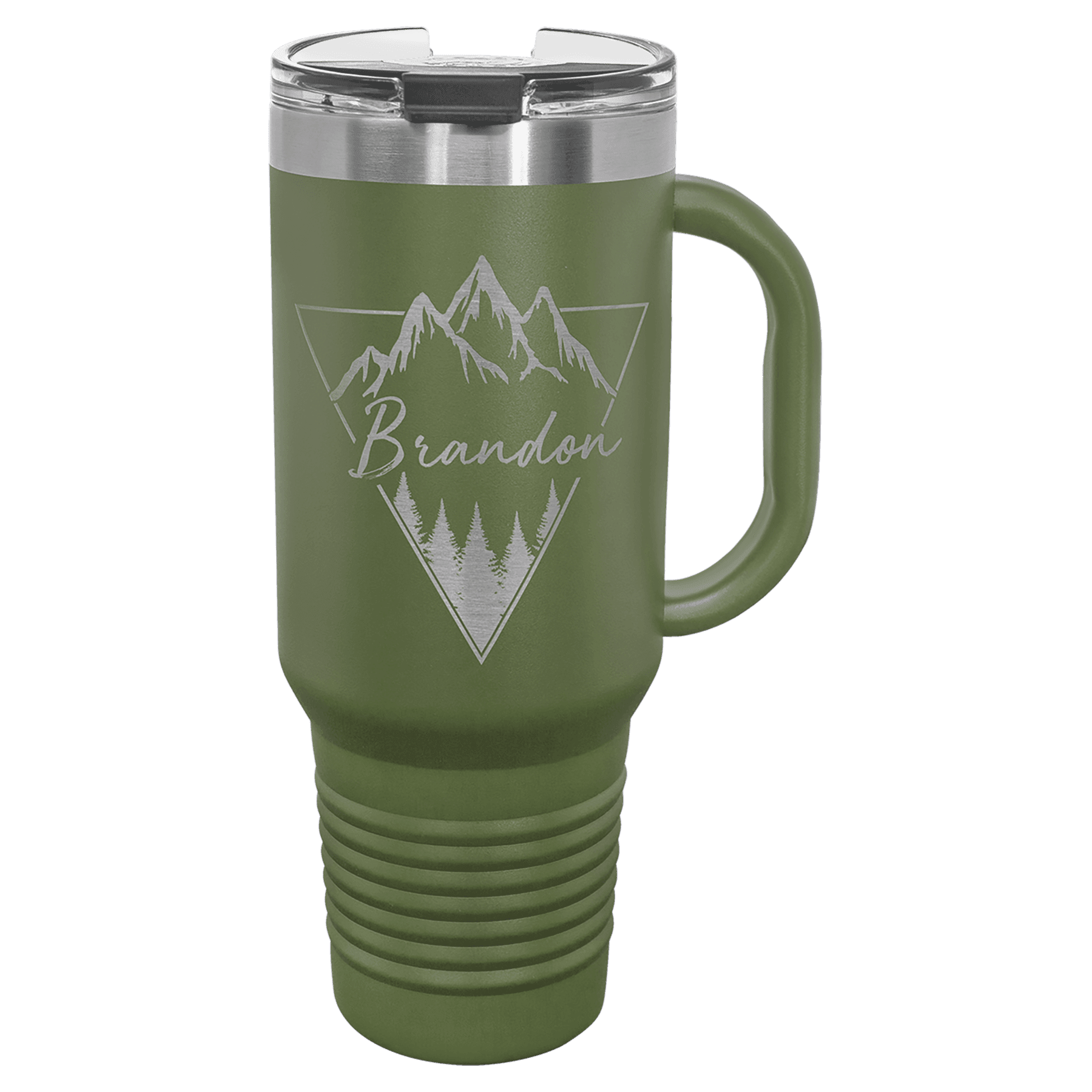 Polar Camel 40 oz. Olive Green Travel Mug with Handle, Straw Included
