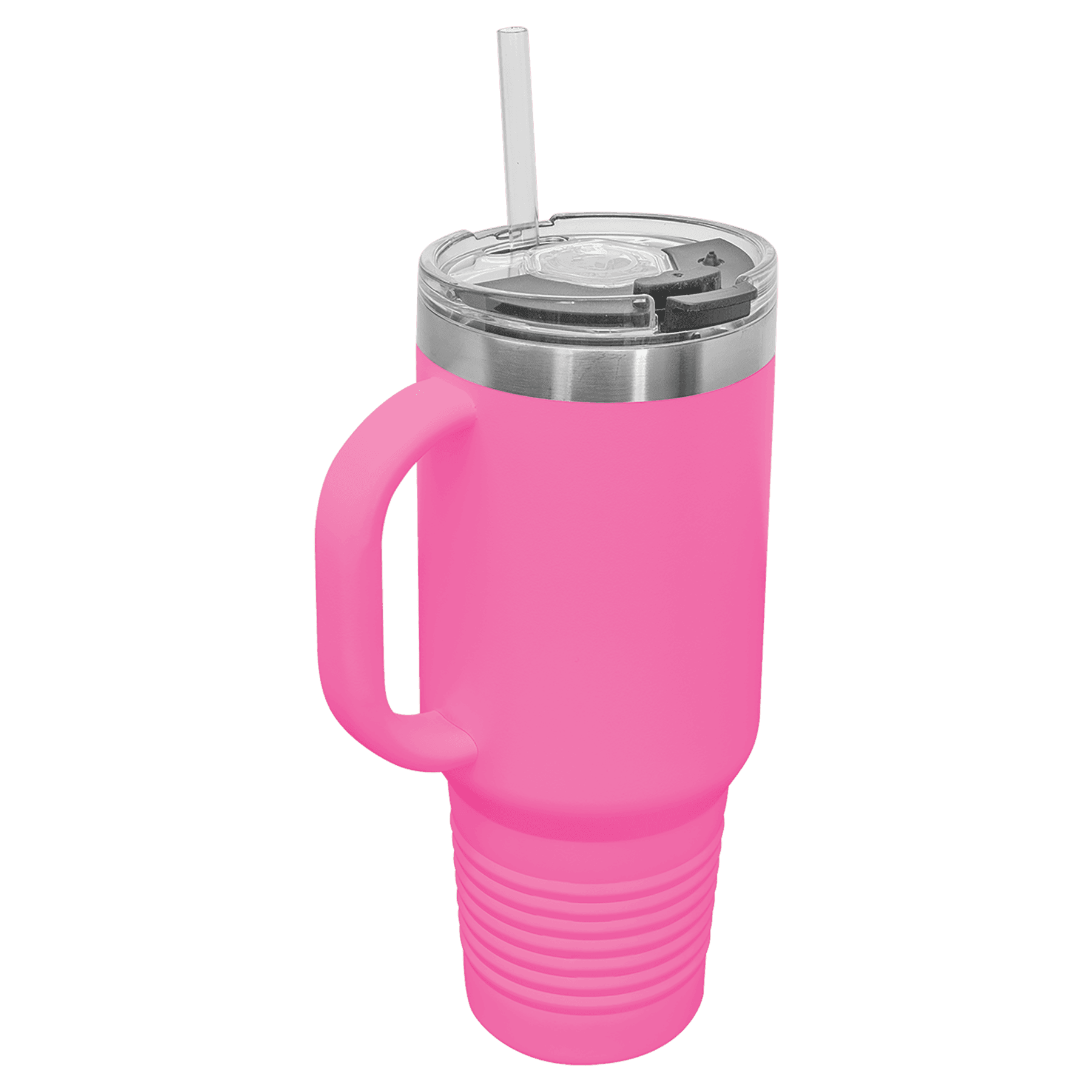Polar Camel 40 oz. Pink Travel Mug with Handle, Straw Included