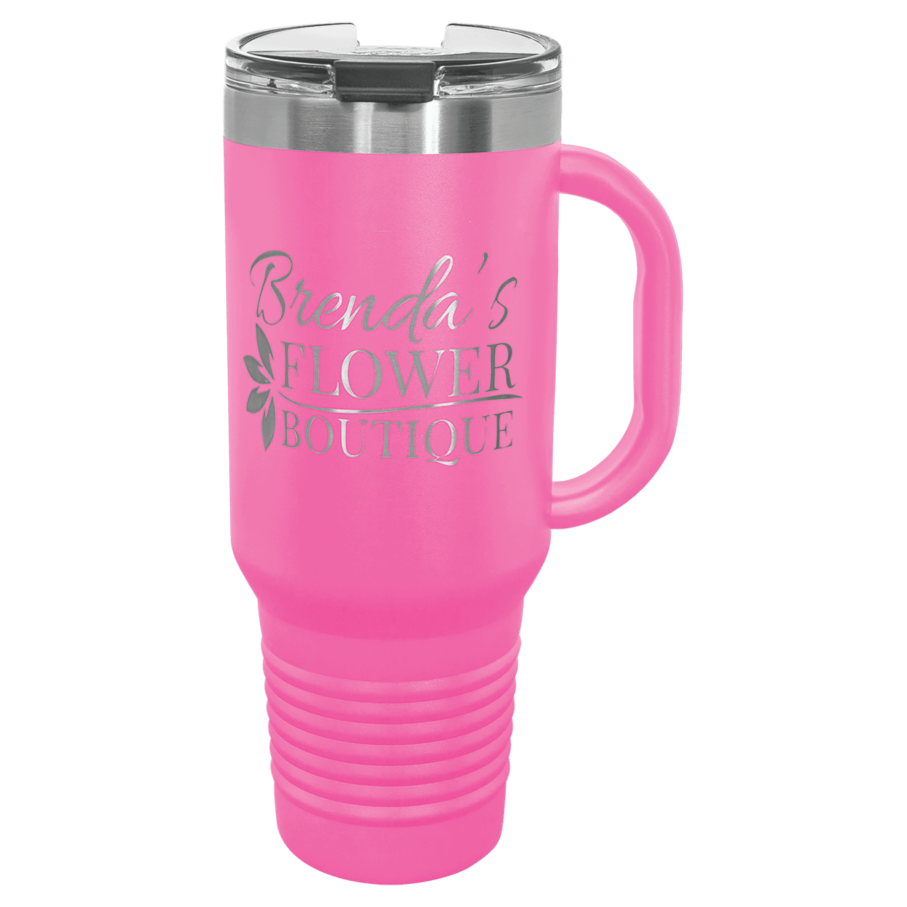 Polar Camel 40 oz. Pink Travel Mug with Handle, Straw Included