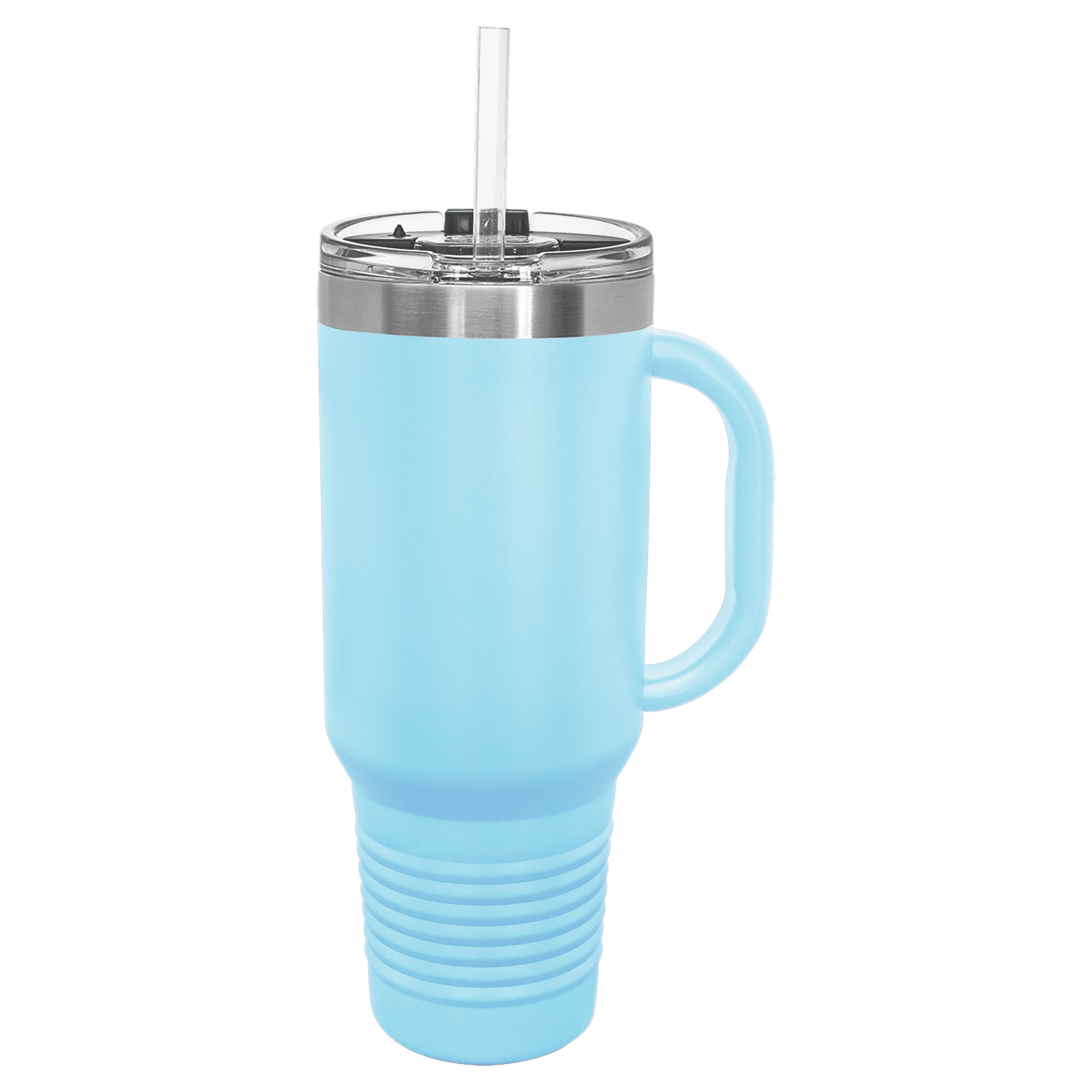 Polar Camel 40 oz. Light Blue Travel Mug with Handle, Straw Included