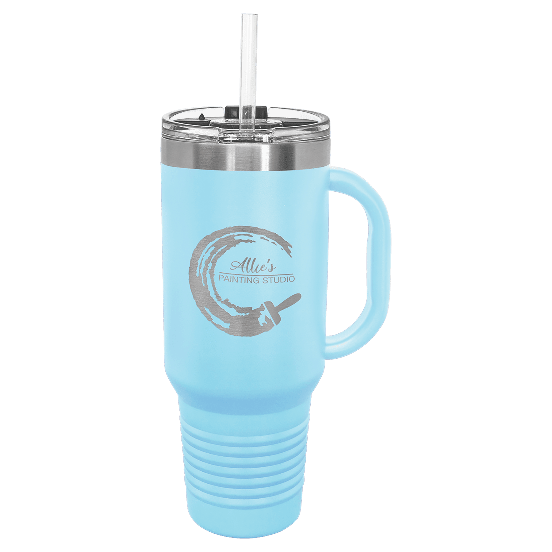 Polar Camel 40 oz. Light Blue Travel Mug with Handle, Straw Included