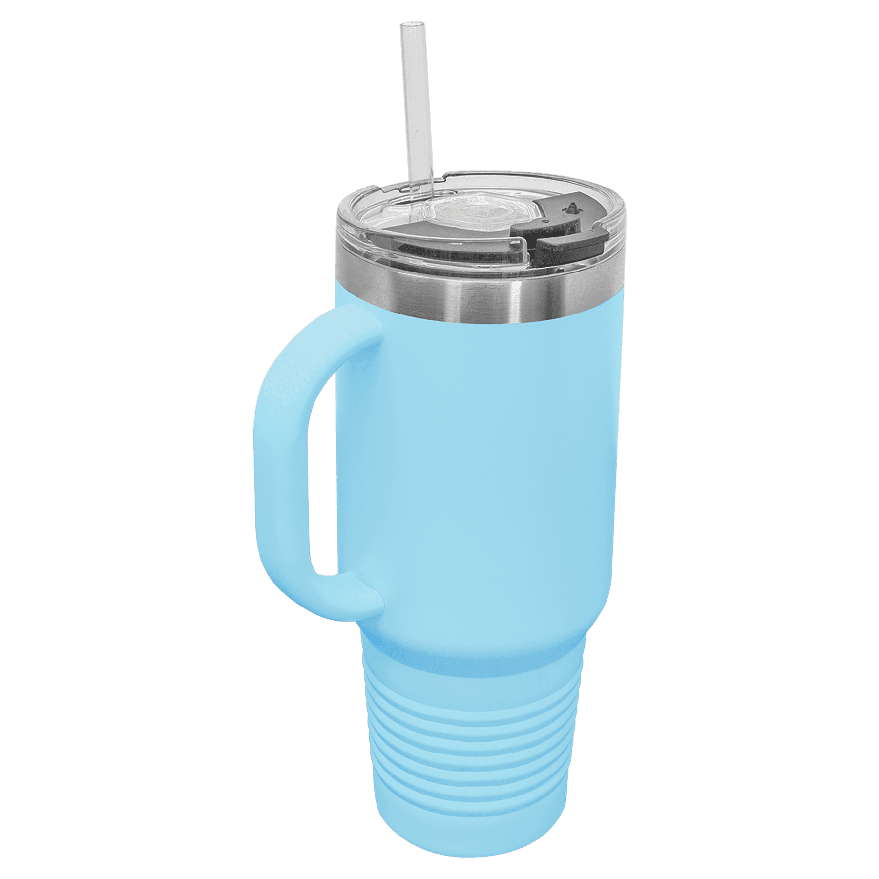 Polar Camel 40 oz. Light Blue Travel Mug with Handle, Straw Included