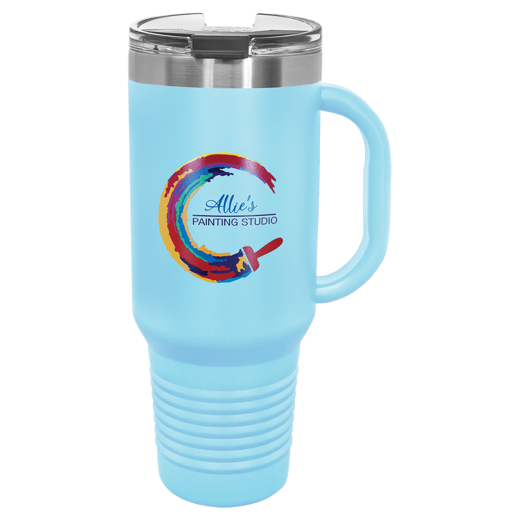 Polar Camel 40 oz. Light Blue Travel Mug with Handle, Straw Included