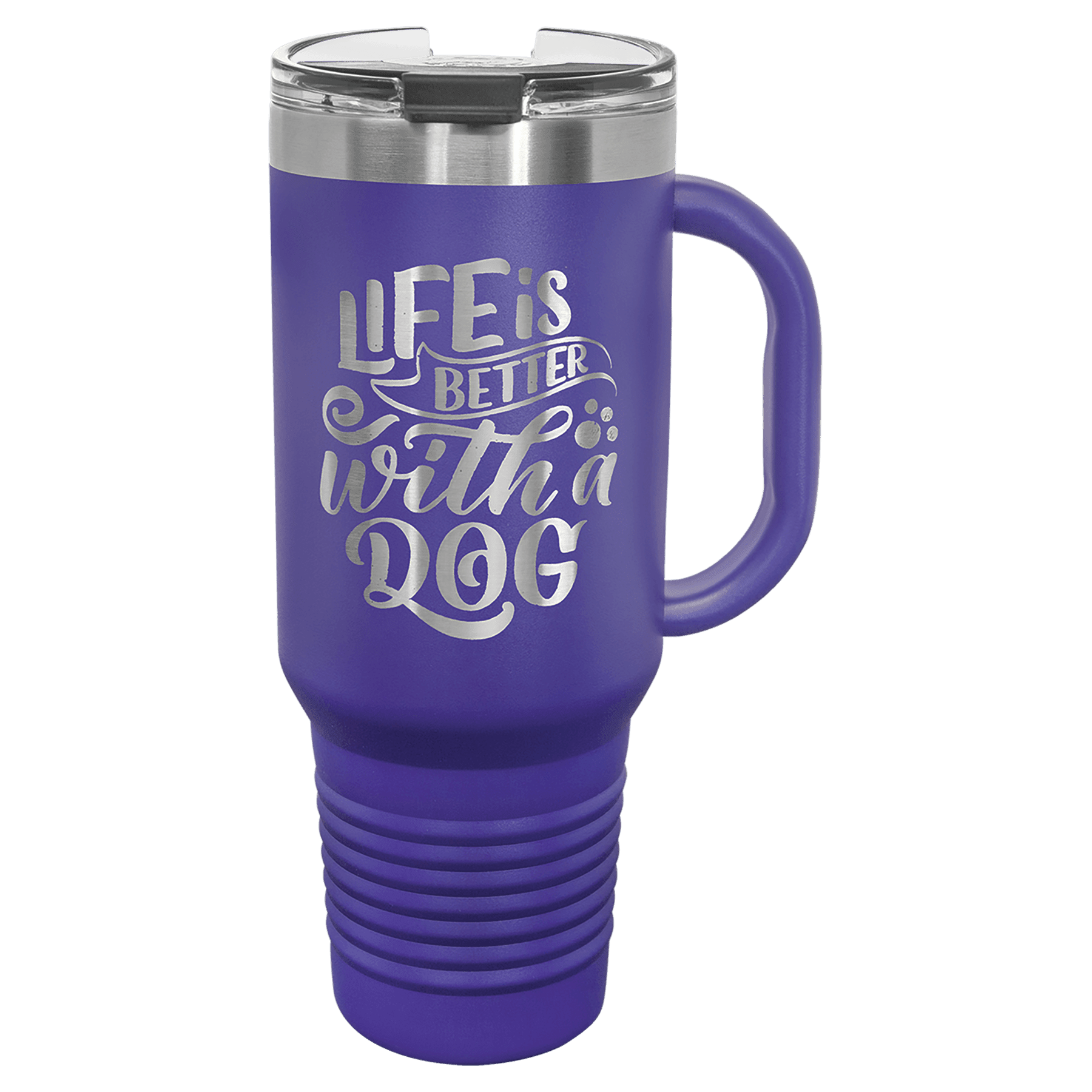 Polar Camel 40 oz. Purple Travel Mug with Handle, Straw Included