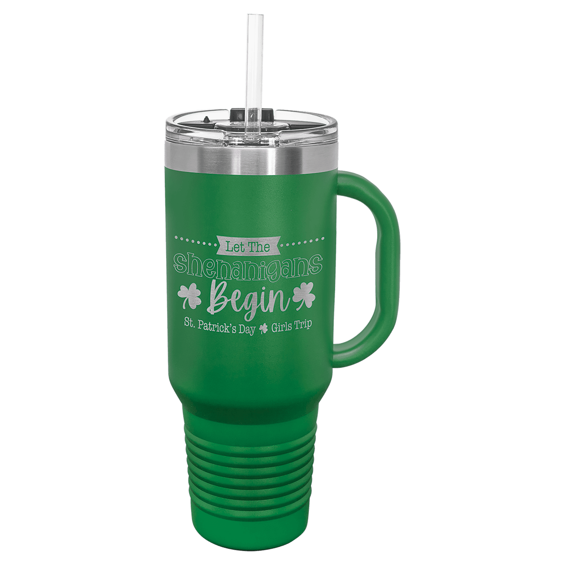 Polar Camel 40 oz. Green Travel Mug with Handle, Straw Included