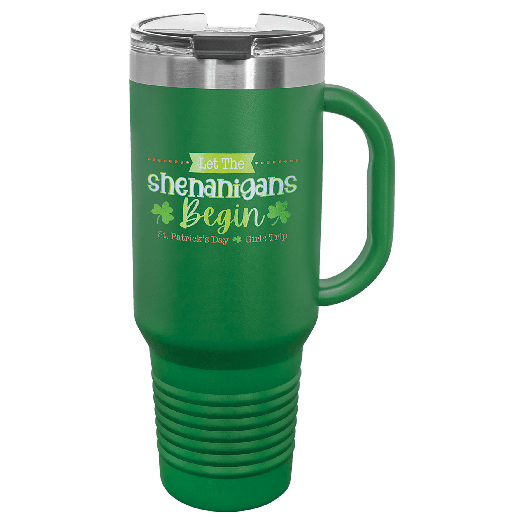Polar Camel 40 oz. Green Travel Mug with Handle, Straw Included