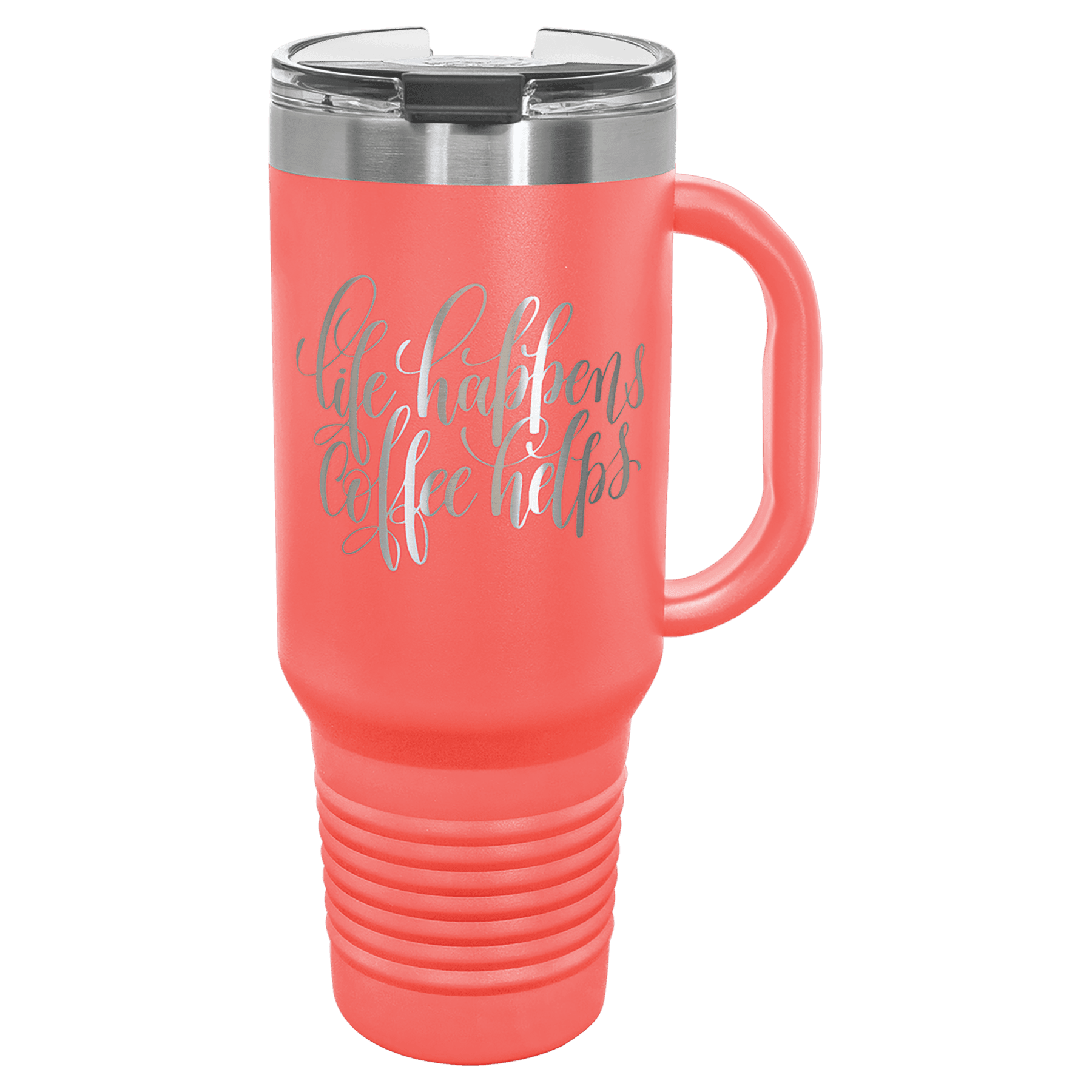 Polar Camel 40 oz. Coral Travel Mug with Handle, Straw Included