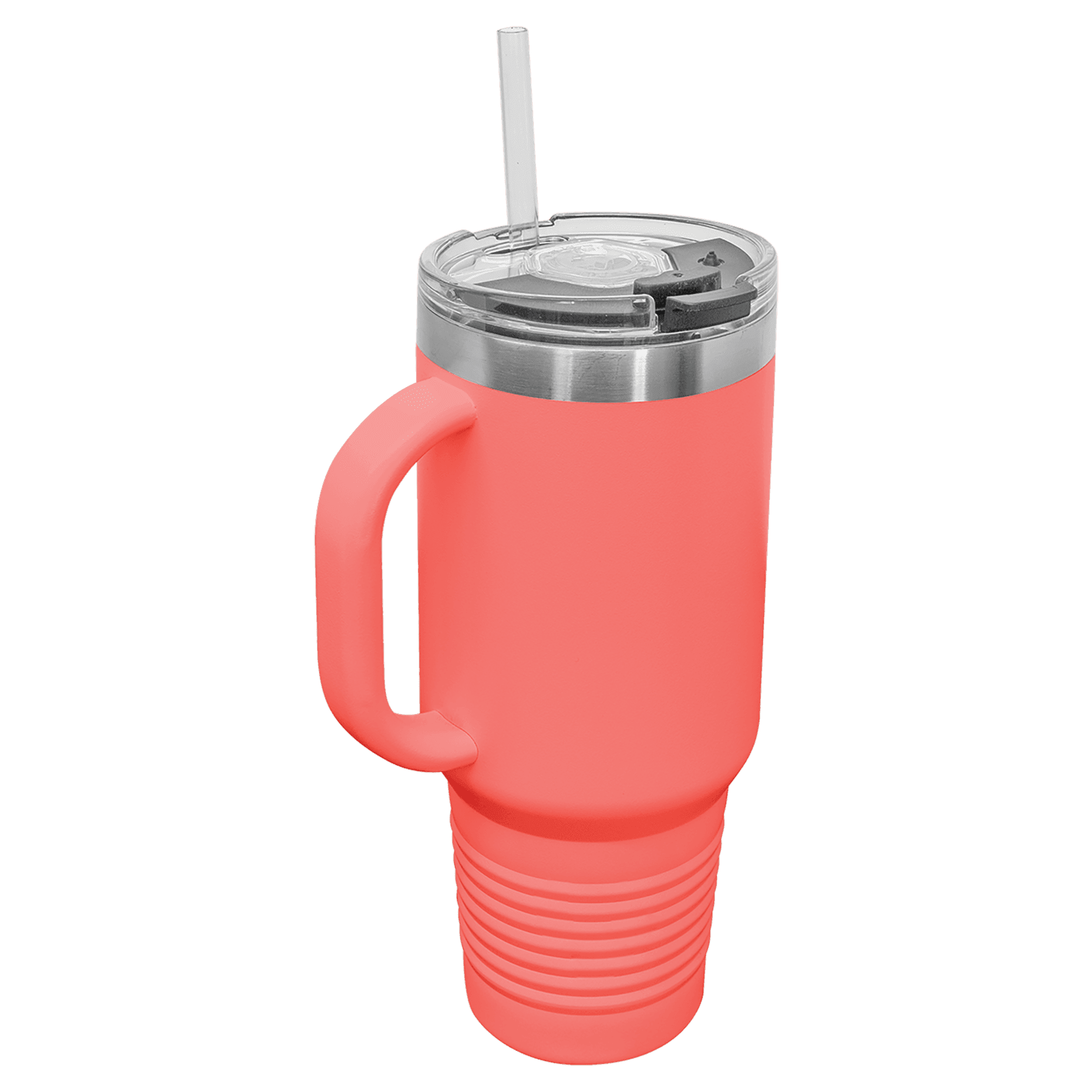Polar Camel 40 oz. Coral Travel Mug with Handle, Straw Included