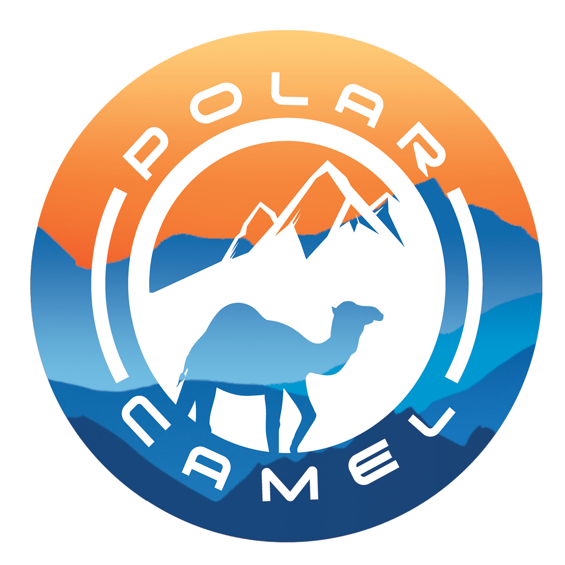 3 1/2" Round Polar Camel Color Sticker with White Text