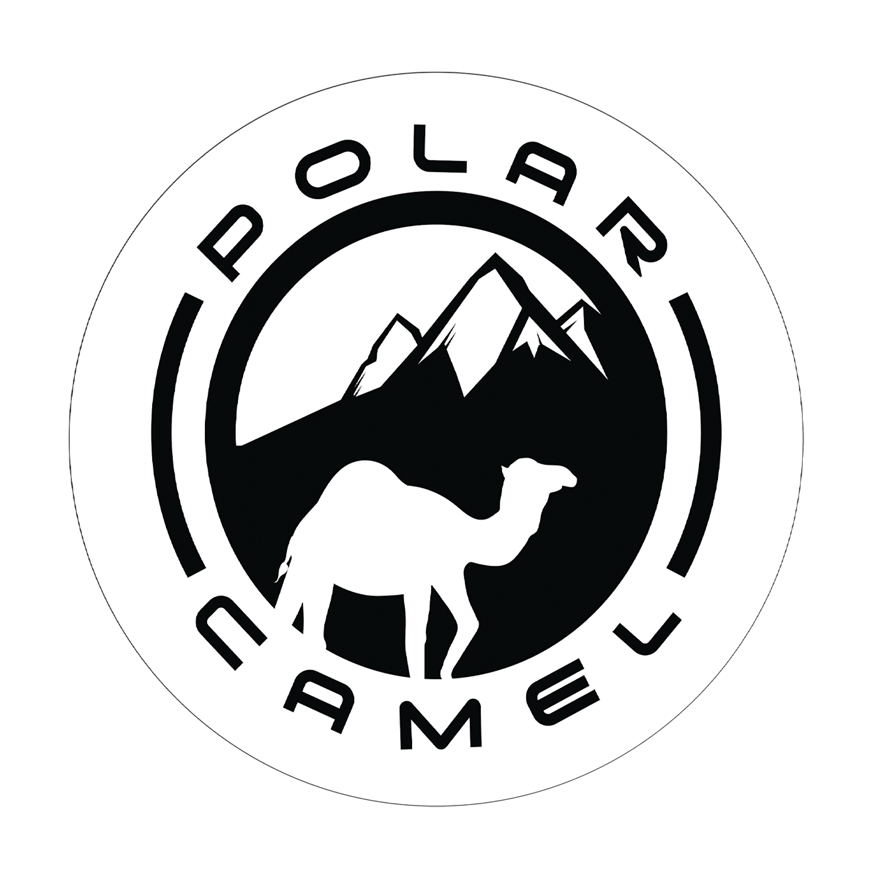 3 1/2" Round Polar Camel White Sticker with Black Text